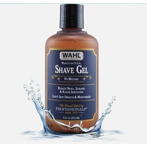 WAHL Shave Gel Clean Shave 8.5 oz Clear Reduce Knicks Scrapes & Irritation NOS